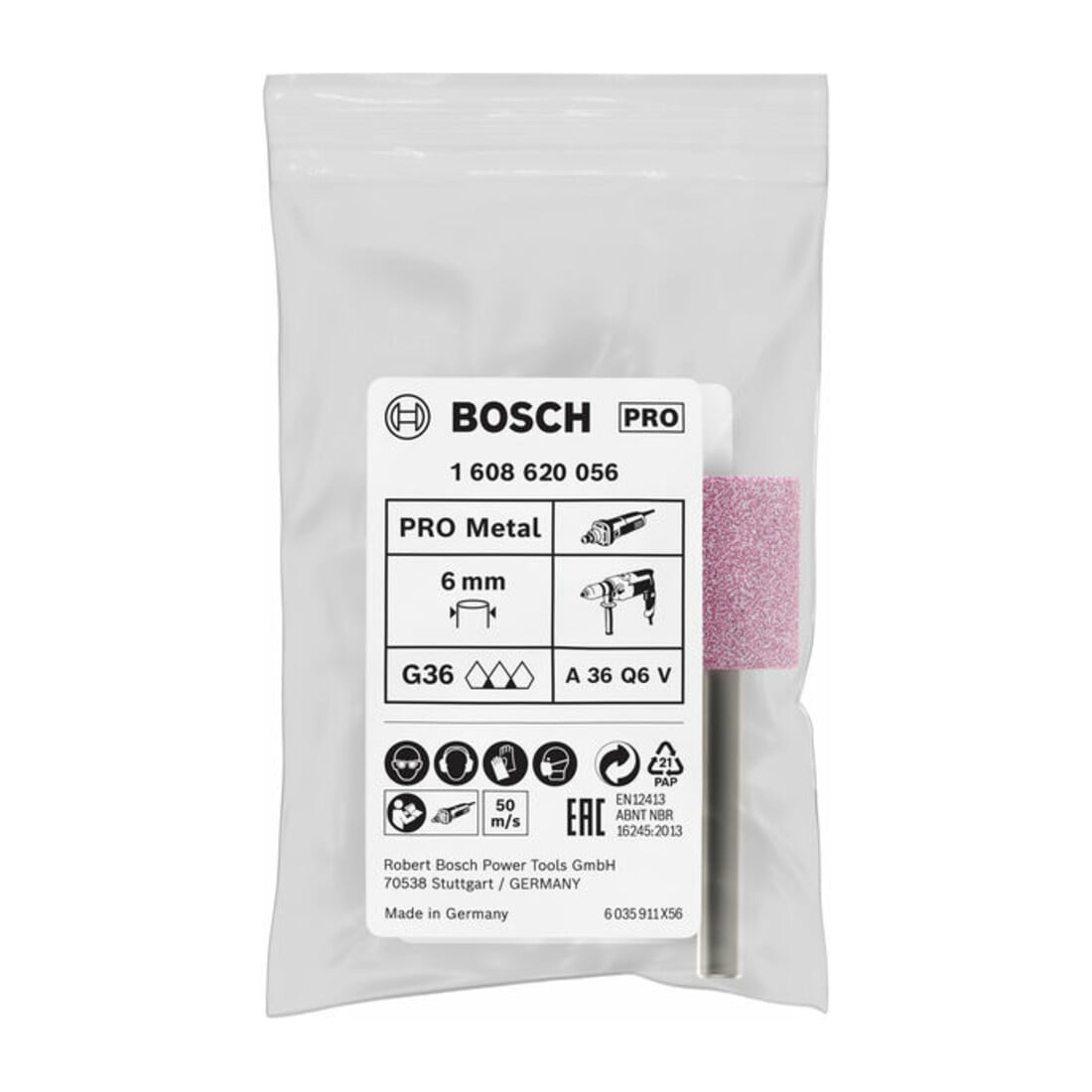 Bosch Schleifstift zylindrisch mittelhart 6 mm 60 20 mm 25 mm
