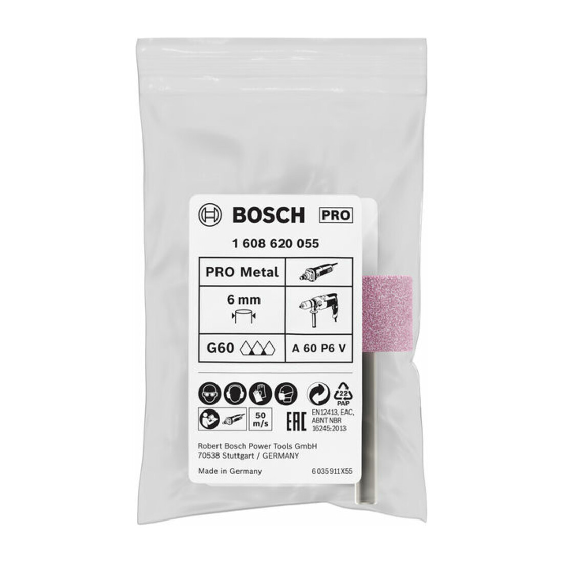 Bosch Schleifstift zylindrisch mittelhart 6 mm 60 25 mm 20 mm