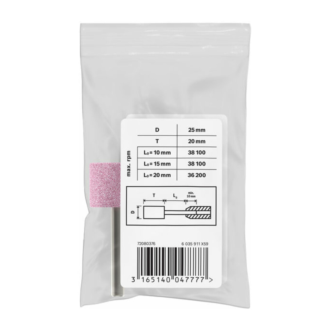 Bosch Schleifstift zylindrisch mittelhart 6 mm 60 25 mm 20 mm
