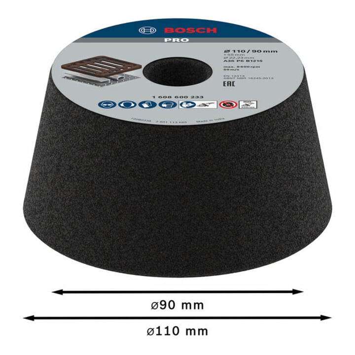 Bosch Schleiftopf konisch-Metall/Guss 90 mm 110 mm 55 mm 36