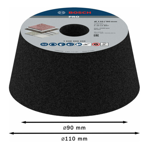 Bosch Schleiftopf für Nass- und Winkelschleifer konisch-Stein/Beton