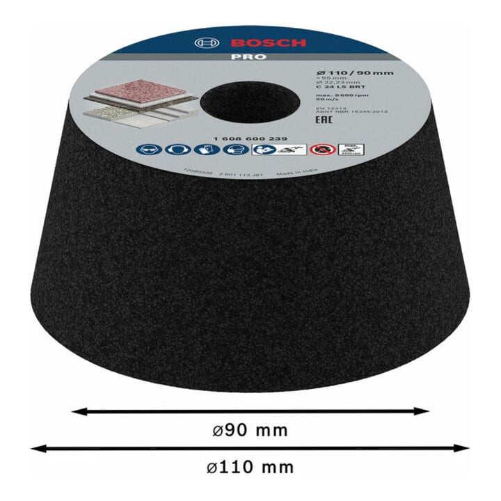 Bosch Schleiftopf konisch-Stein/Beton 90 mm 110 mm 55 mm 24