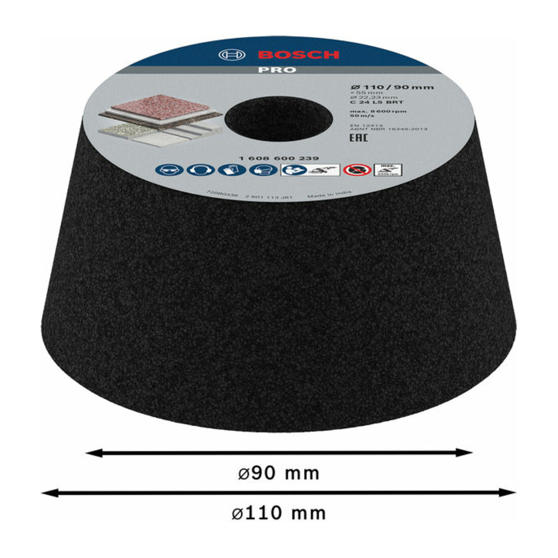 Bosch Schleiftopf für Nass- und Winkelschleifer konisch-Stein/Beton