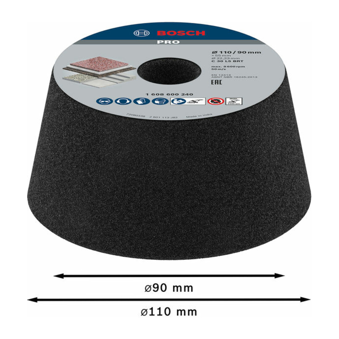 Bosch Schleiftopf für Nass- und Winkelschleifer konisch-Stein/Beton