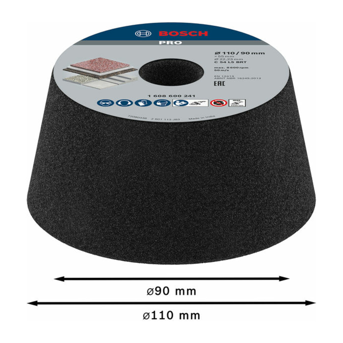 Bosch Schleiftopf für Nass- und Winkelschleifer konisch-Stein/Beton