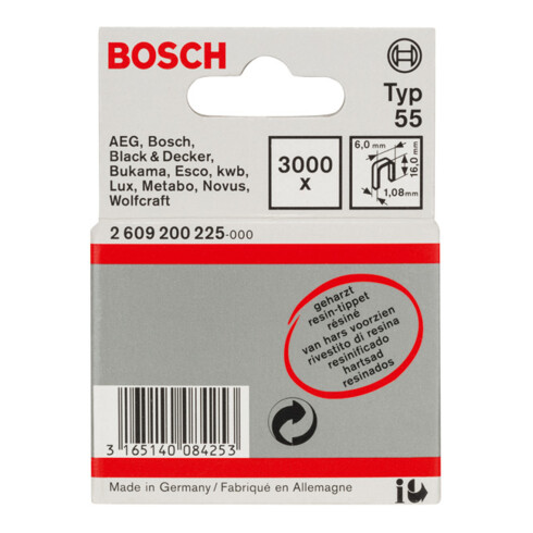 Bosch Schmalrückenklammer Typ 55 geharzt 6 x 1,08 x 16 mm