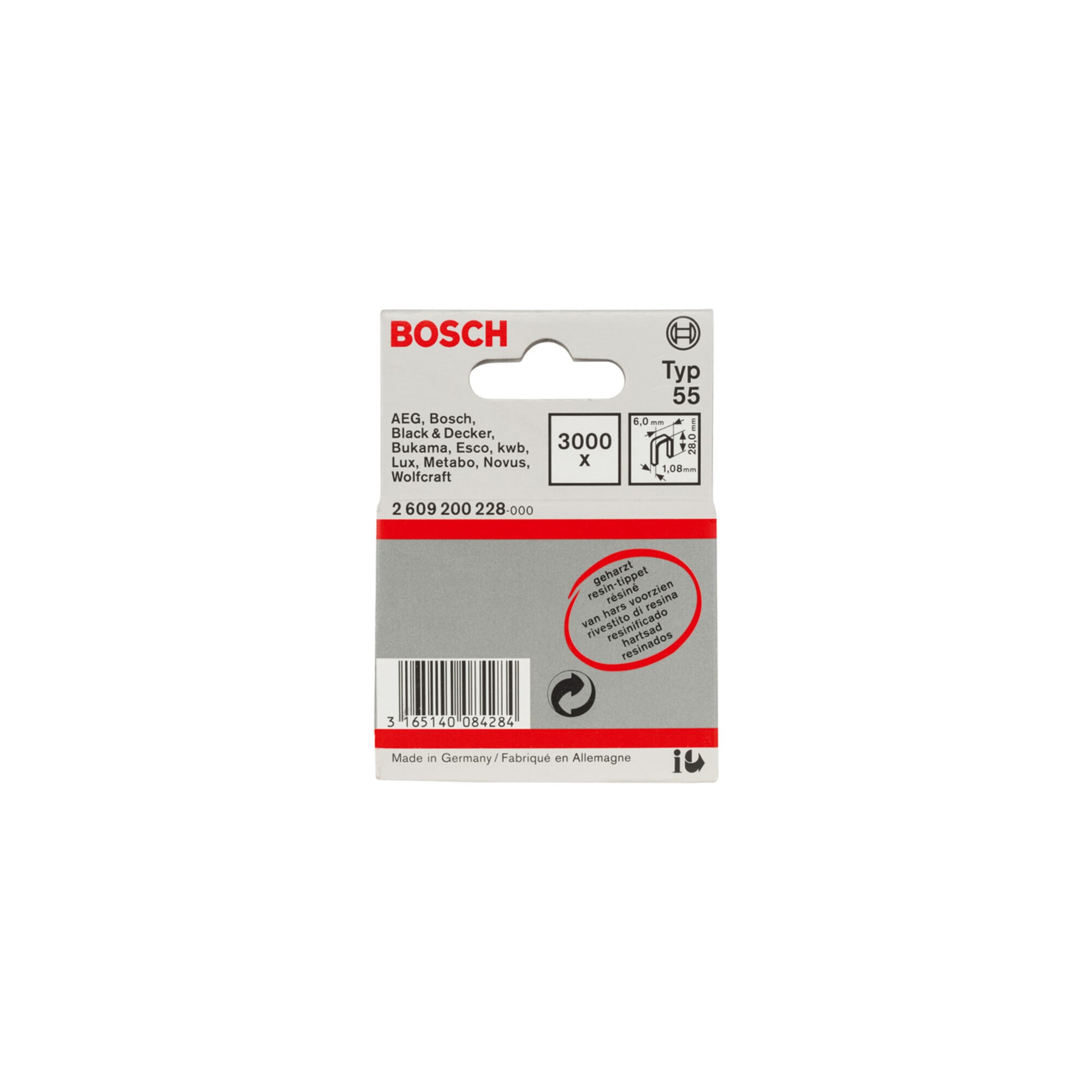 BOSCH Schmalrückenklammer Typ 55 geharzt 6 x 1,08 x 28 mm