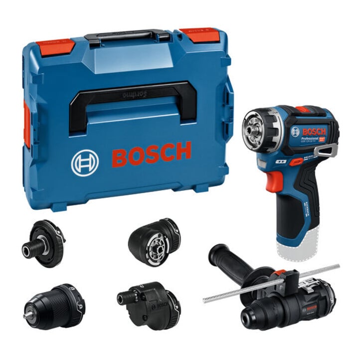 Set Bosch Schrauber GSR 12V-32 FC + 7tlg. Robust Line Holzspiralbohrer-Set + 7tlg. Robust Line Betonbohrer-Set