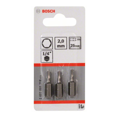 Bosch Innensechskant Bit, L25 mm, 1/4" Antrieb, 3er Pack