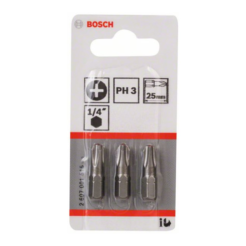 Bosch Phillips Bit, L25 mm, 1/4" Antrieb, 3er Pack