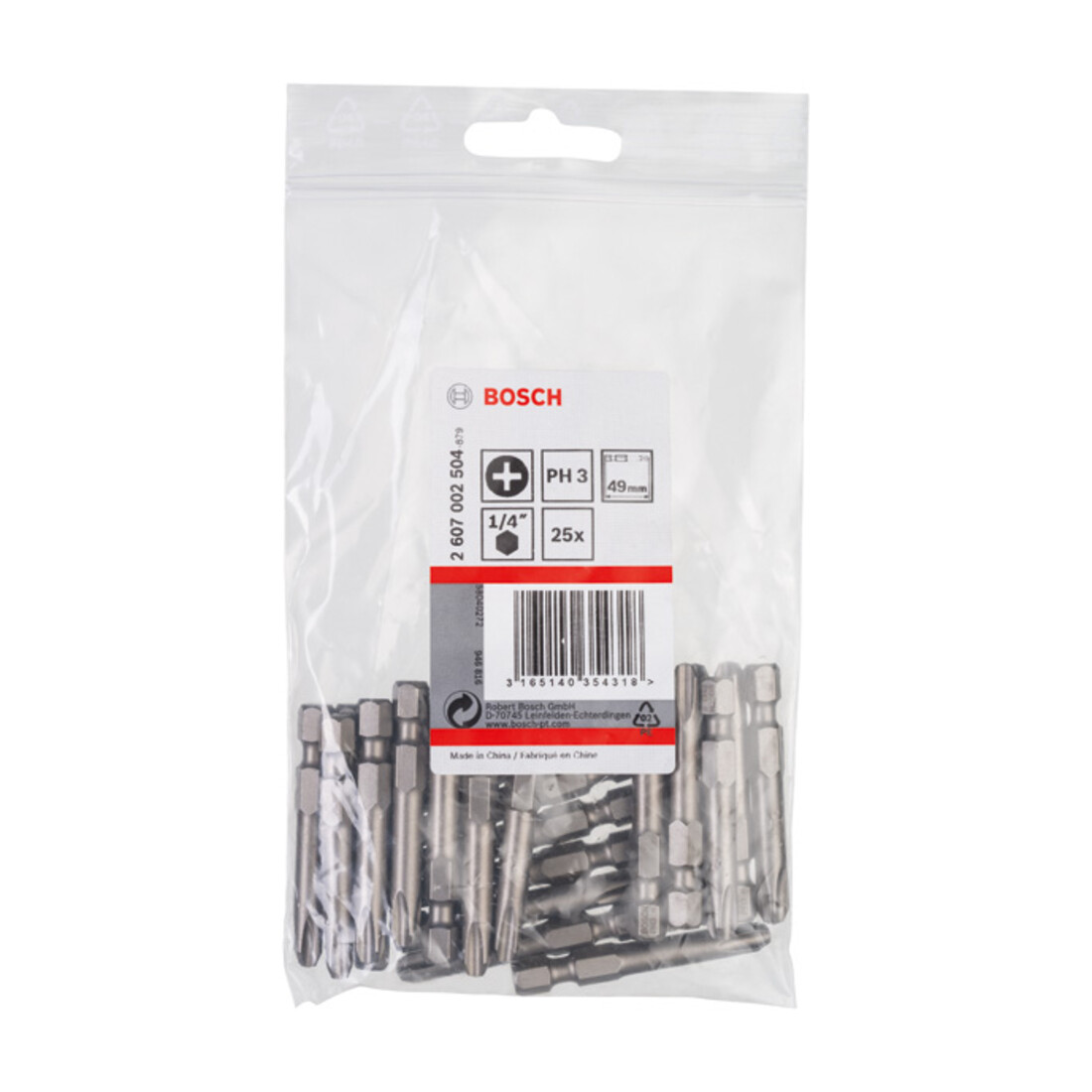 Bosch Phillips Bit, L49 mm, 1/4" Antrieb, 3er Pack