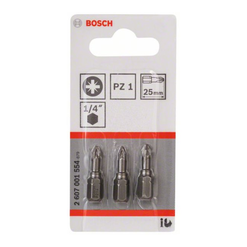Bosch Pozidriv Bit, L25 mm, 1/4" Antrieb, extra hart, 3er Pack
