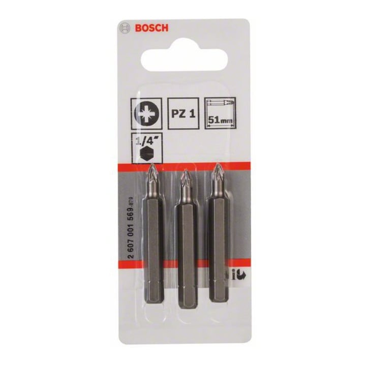 Bosch Pozidriv Bit, L51 mm, 1/4" Antrieb, extra hart, 3er Pack