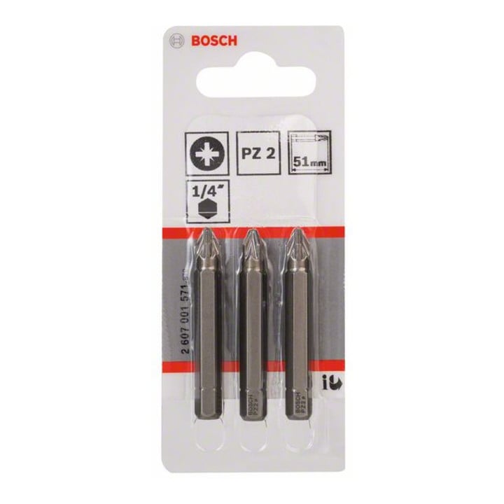 Bosch Pozidriv Bit, L51 mm, 1/4" Antrieb, extra hart, 3er Pack