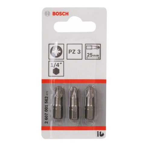 Bosch Pozidriv Bit, L25 mm, 1/4" Antrieb, extra hart, 3er Pack