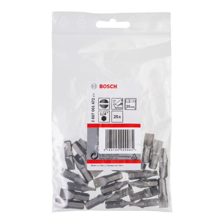Bosch Schrauberbit Extra-Hart, S 1,6 x 8,0, 25 mm