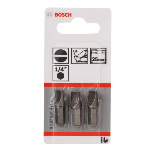 Bosch Schrauberbit Extra-Hart, S 1,6 x 8,0, 25 mm
