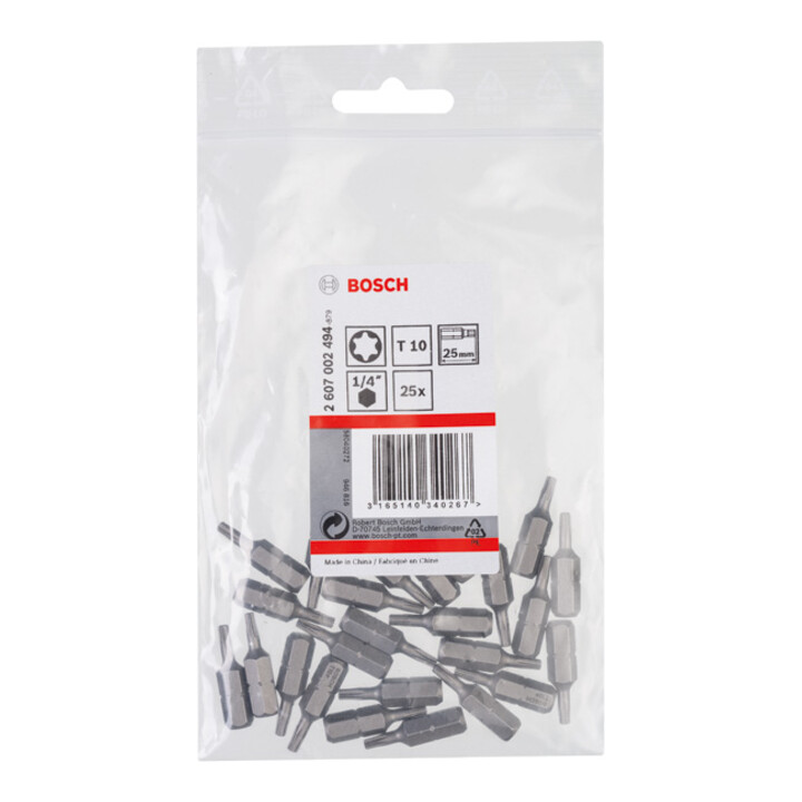 Bosch Schrauberbit Extra-Hart T10 25 mm