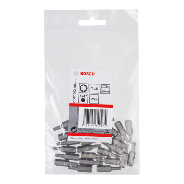 Bosch Schrauberbit Extra-Hart T15 25 mm