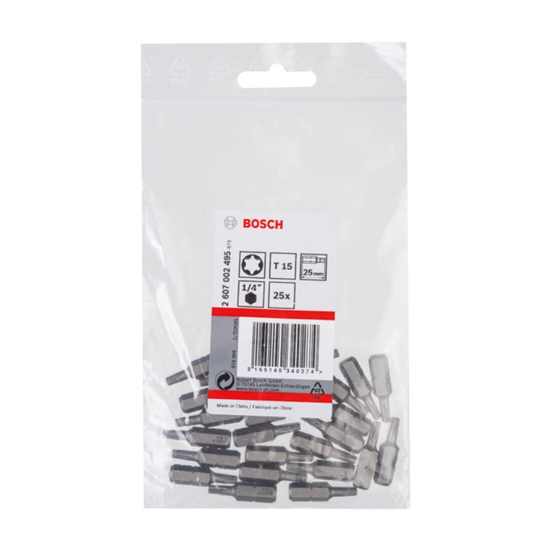 Bosch TX Bit, L25 mm, 1/4" Antrieb, extra hart, 10er Pack
