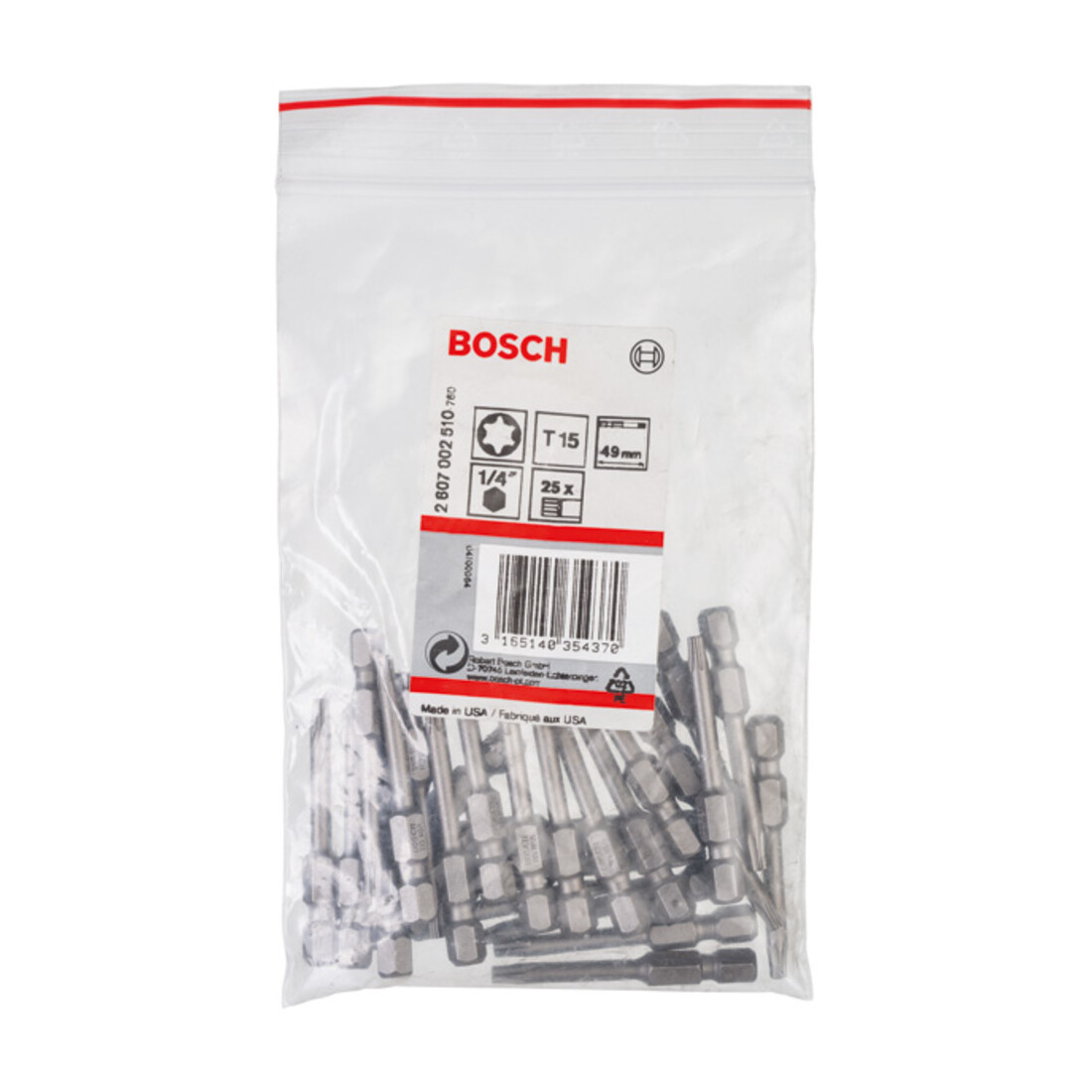 Bosch Schrauberbit Extra-Hart, T15, 49 mm