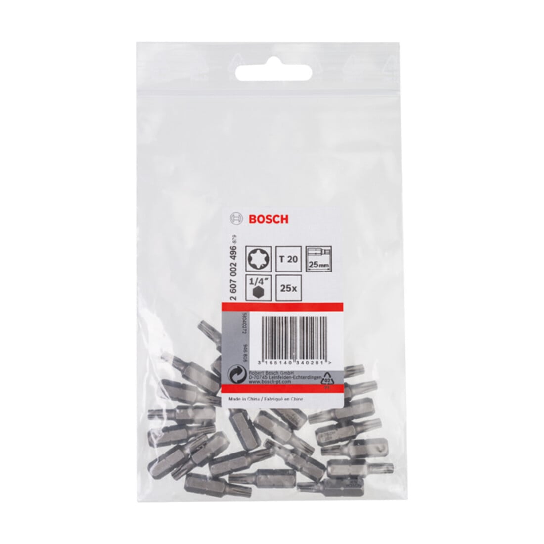 Bosch TX Bit, L25 mm, 1/4" Antrieb, extra hart, 10er Pack
