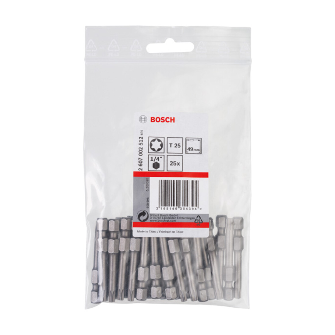 Bosch Schrauberbit Extra-Hart, T25, 49 mm