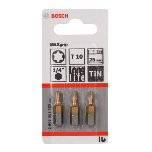 Bosch Torx Bit Max Grip, L25 mm, 1/4" Antrieb, 3er Pack