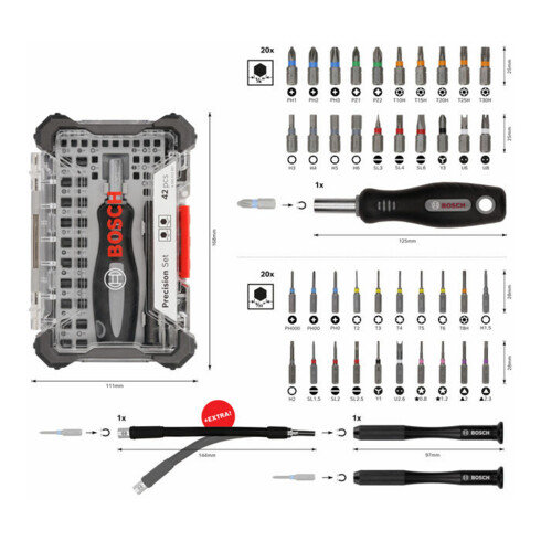 Bosch Schrauberbit-Satz PB SDB Set, 42-teilig