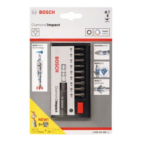 Bosch Schrauberbit-Set Diamond Impact (gemischt), 25 mm, PZ2, PZ3
