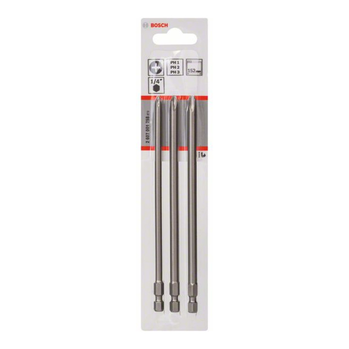 Bosch Schrauberbit-Set Extra-Hart 3-teilig PH1 PH2 PH3 152 mm