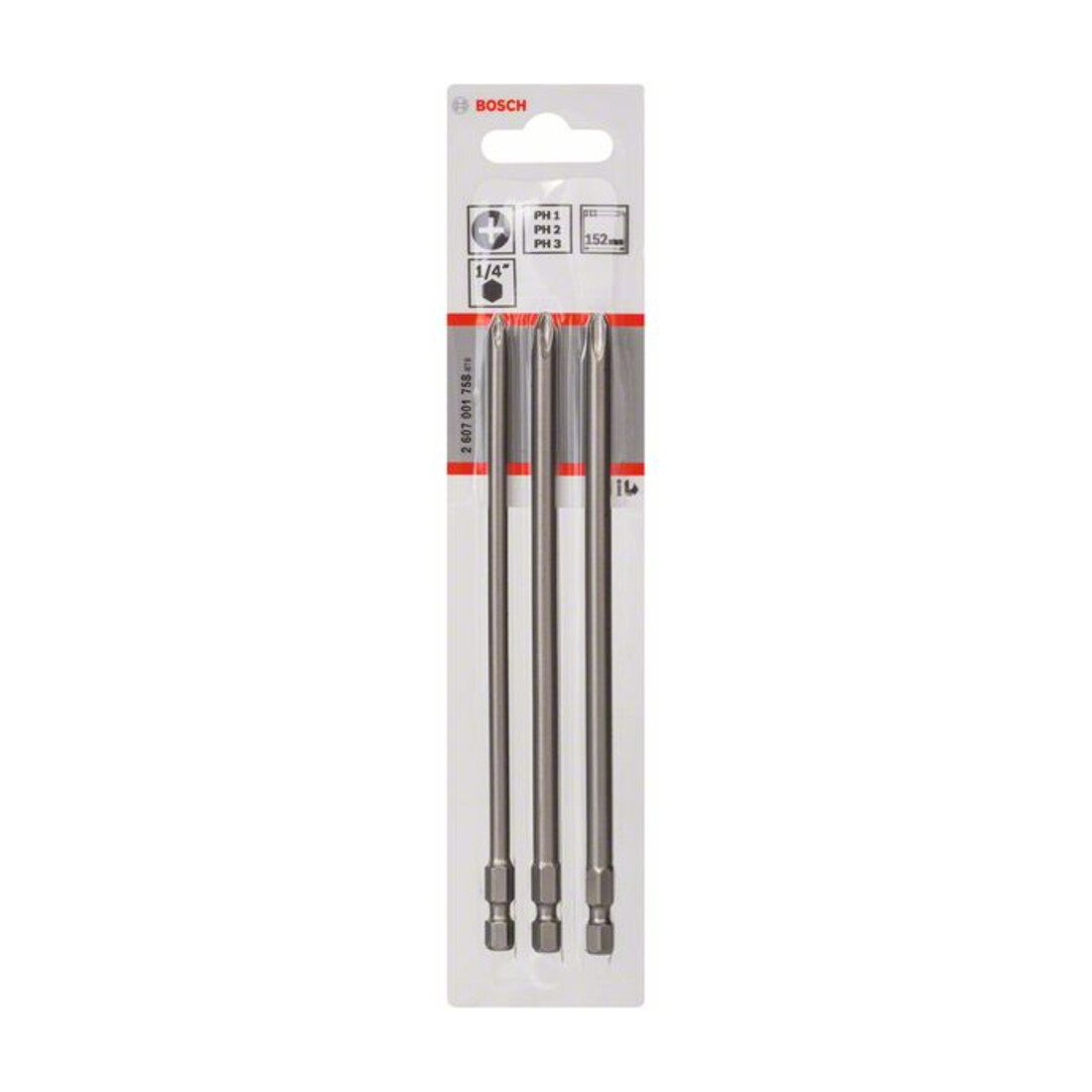 Bosch Schrauberbit-Set Extra-Hart 3-teilig PH1 PH2 PH3 152 mm