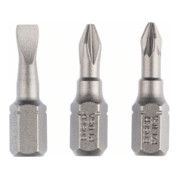 Bosch Schrauberbit-Set Extra-Hart (gemischt), S 0,6x4,5, PH1, PZ1, 25 mm