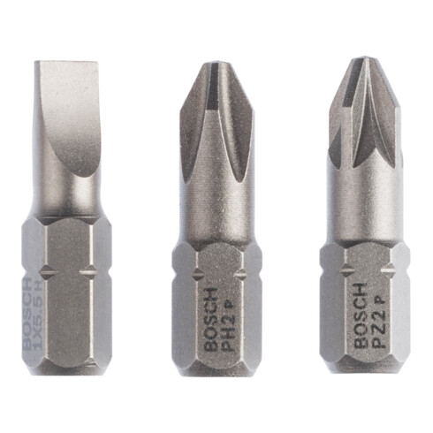 Bosch Schrauberbit-Set Extra-Hart (gemischt), S 1,0x5,5, PH2, PZ2, 25 mm