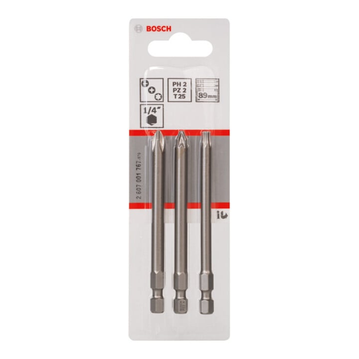 Bosch Schrauberbit-Set Extra-Hart, PH2, PZ2, T25, 89 mm