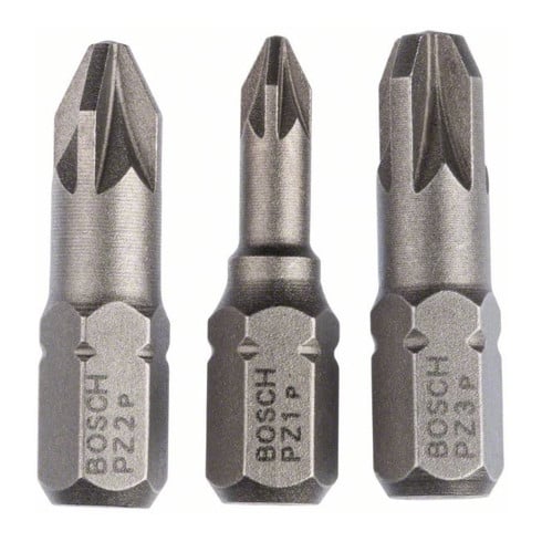 Bosch Schrauberbit-Set Extra-Hart (PZ), PZ1, PZ2, PZ3, 25 mm