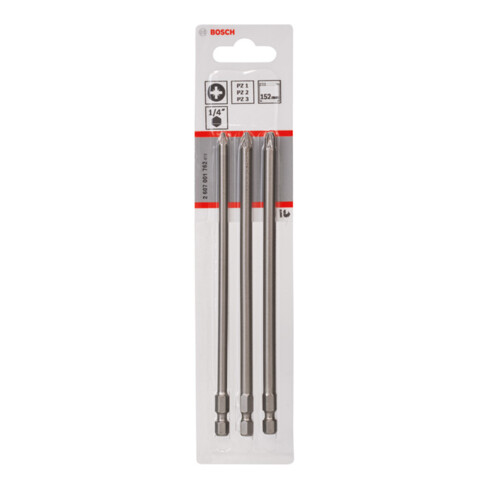 Bosch Schrauberbit-Set Extra-Hart, PZ1, PZ2, PZ3, 152 mm