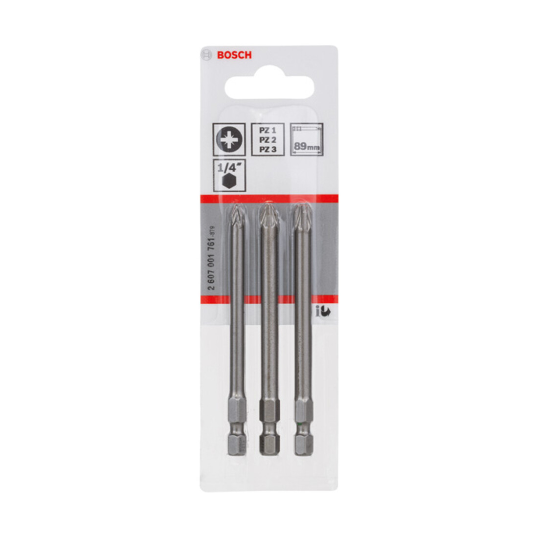 Bosch Schrauberbit-Set Extra-Hart, PZ1, PZ2, PZ3, 89 mm
