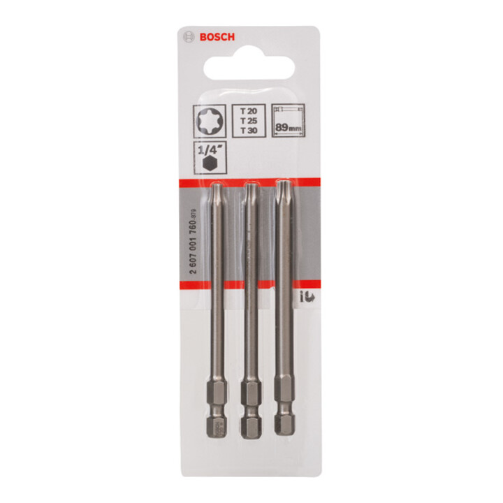 Bosch Schrauberbit-Set Extra-Hart, T20, T25, T30, 89 mm