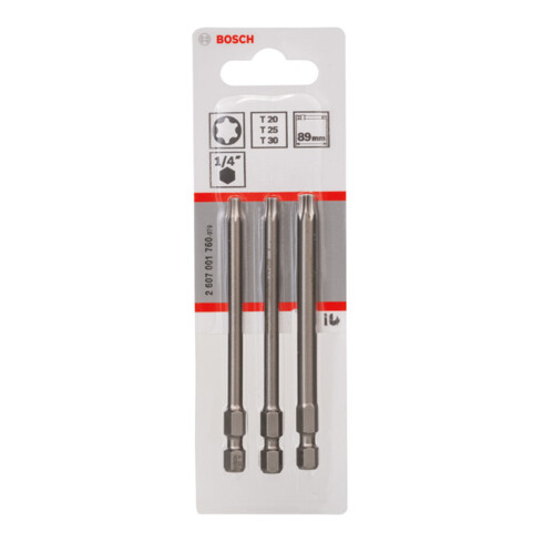 Bosch Schrauberbit-Set Extra-Hart, T20, T25, T30, 89 mm