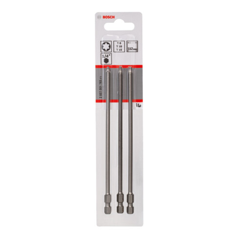 Bosch Schrauberbit-Set Extra-Hart, T8, T10, T15, 152 mm