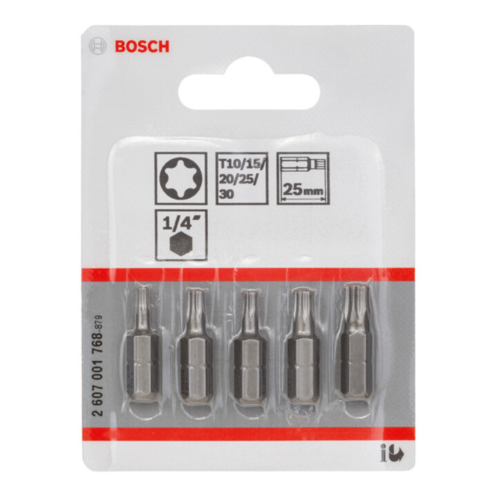 Bosch Schrauberbit-Set Extra-Hart (TX), T10, T15, T20, T25, T30, 25 mm