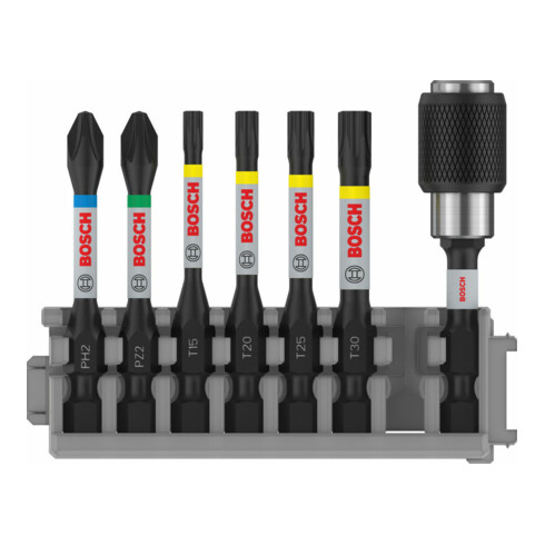 Bosch Schrauberbit-Set Impact Control 7-teilig PH2 PZ2 T15 T20 T25,T30 50 mm
