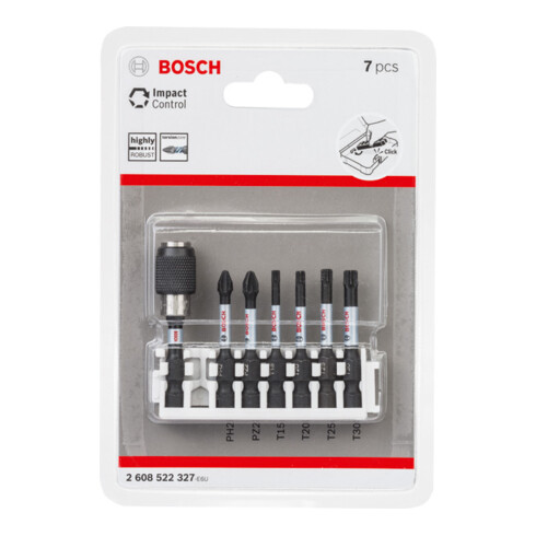 Bosch Schrauberbit-Set Impact Control 7-teilig PH2 PZ2 T15 T20 T25,T30 50 mm