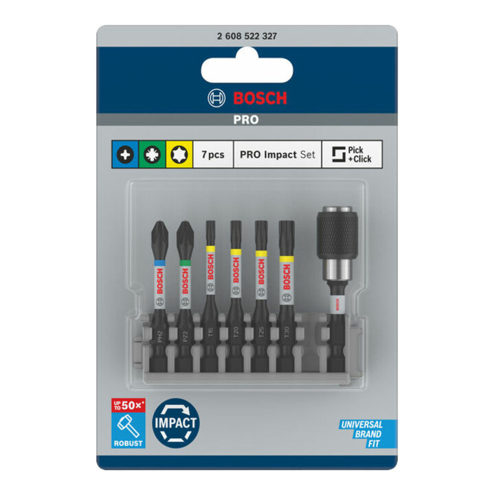 Bosch Schrauberbit-Set Impact Control 7-teilig PH2 PZ2 T15 T20 T25,T30 50 mm