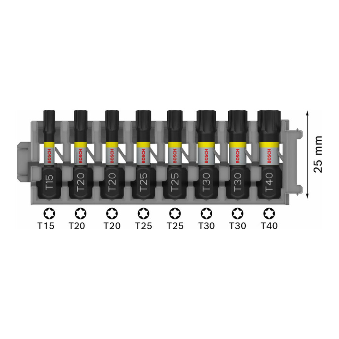 Bosch Schrauberbit-Set Impact Control 8-teilig 1 x T15 T40 2x T20 T25 T30 25 mm