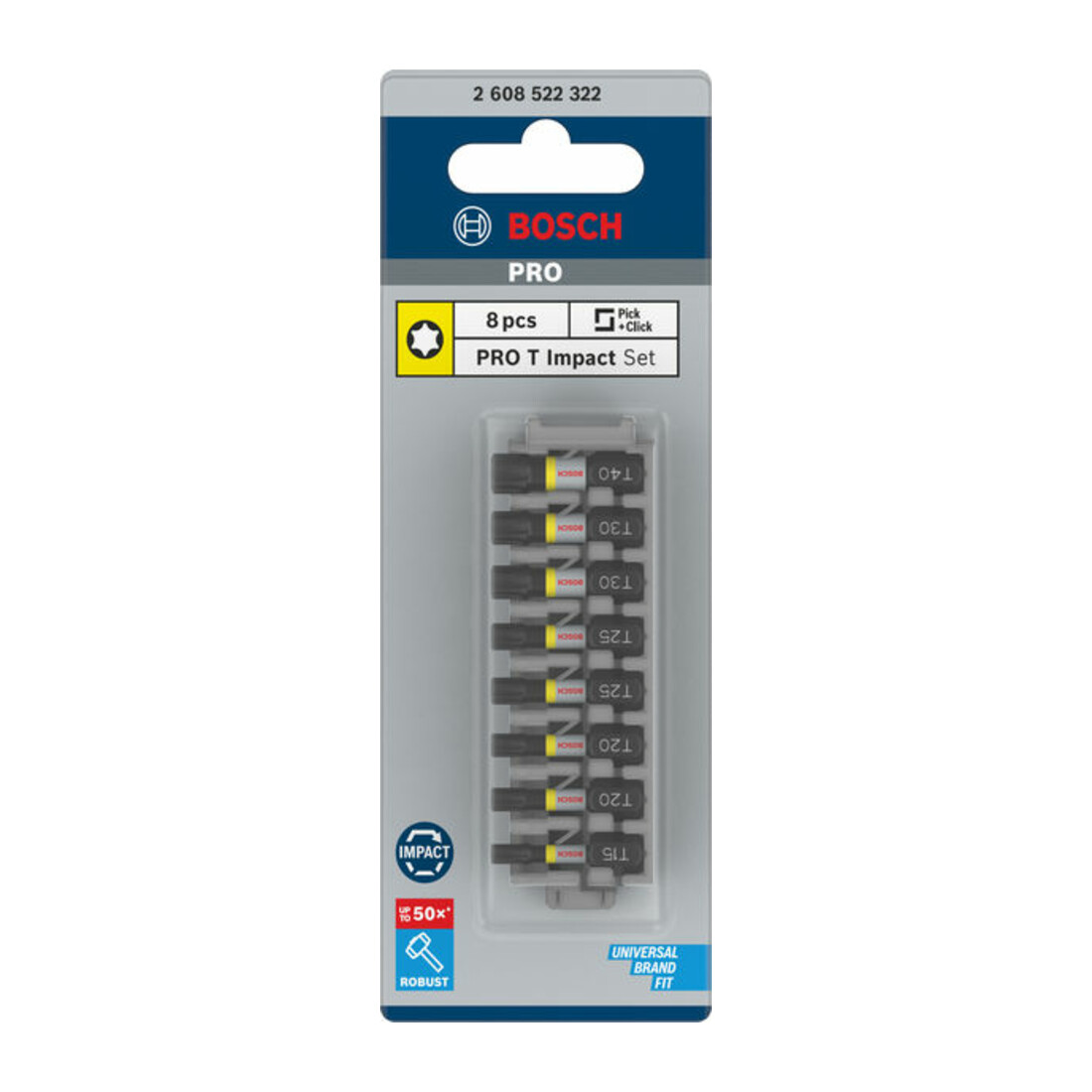 Bosch Schrauberbit-Set Impact Control 8-teilig 1 x T15 T40 2x T20 T25 T30 25 mm