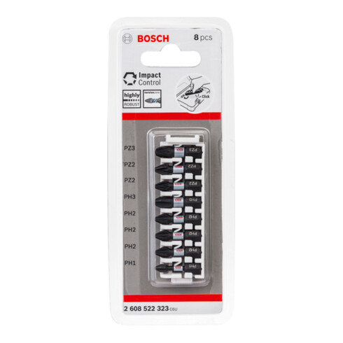 Bosch Schrauberbit-Set Impact Control 8-teilig PH1 3x PH2 PH3 2 x PZ2 PZ3 25 mm