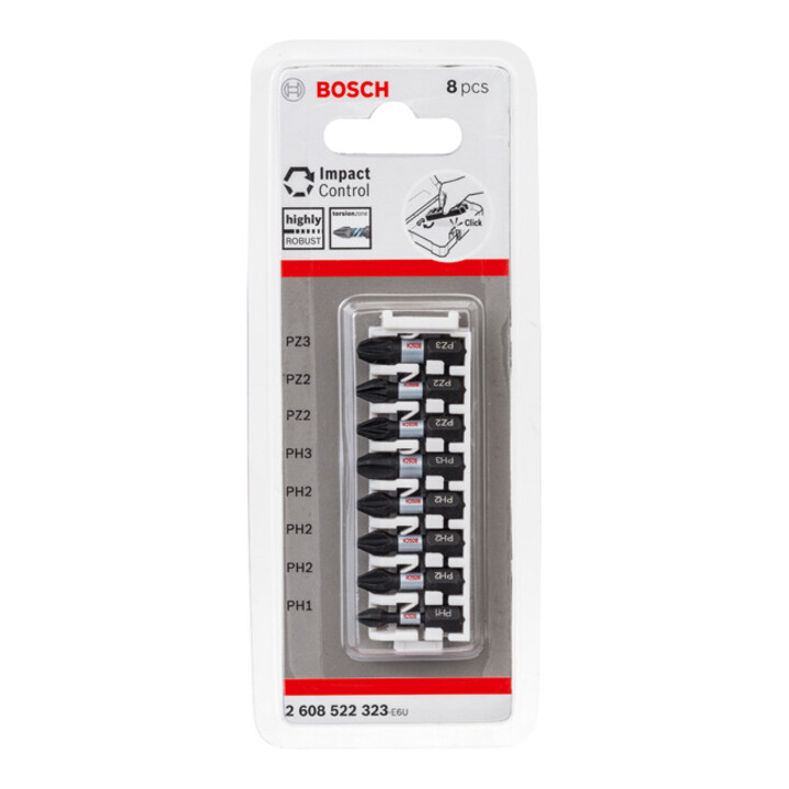 Bosch Schrauberbit-Set Impact Control 8-teilig PH1 3x PH2 PH3 2 x PZ2 PZ3 25 mm