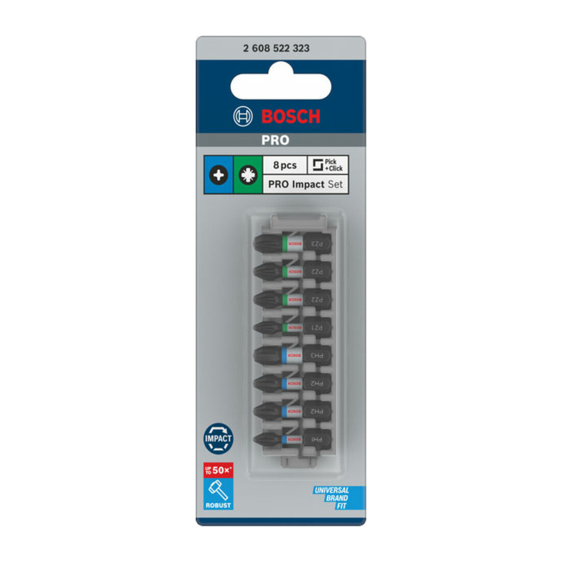 Bosch Schrauberbit-Set Impact Control 8-teilig PH1 3x PH2 PH3 2 x PZ2 PZ3 25 mm